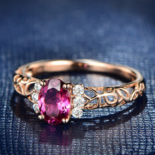 Load image into Gallery viewer, Rose Red Oval Gemstone Ring