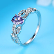 Load image into Gallery viewer, Purple Zircon Leaf-Shaped Ring