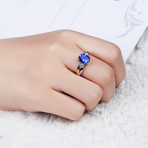 Adjustable Blue Crystal Zircon Ring