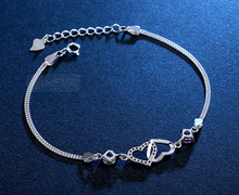 Load image into Gallery viewer, Double Heart Amethyst Bracelet