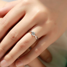 Load image into Gallery viewer, Silver Hollow Heart Crystal Ring