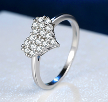 Load image into Gallery viewer, Silver Heart Shaped CZ Ring