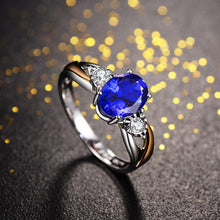 Load image into Gallery viewer, Adjustable Blue Crystal Zircon Ring