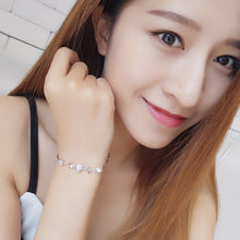 Load image into Gallery viewer, Heart-shaped Clover Silver Bracelet
