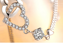 Load image into Gallery viewer, Double Heart Amethyst Bracelet