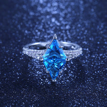 Load image into Gallery viewer, Gorgeous Blue Triangle Diamond Ring