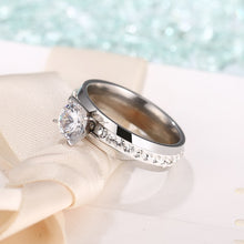 Load image into Gallery viewer, Classic Stainless Steel 4 Prong CZ Ring