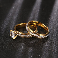 Load image into Gallery viewer, Romantic Stainless Steel Crystal Ring Set