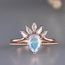 Load image into Gallery viewer, Natural Blue Moonstone Ring Set