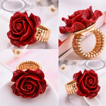 Load image into Gallery viewer, Red Rose Flower Adjustable Ring