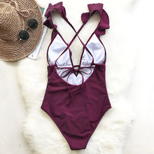 Load image into Gallery viewer, Ruffle V-neck Beach Wear
