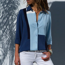 Load image into Gallery viewer, Long Sleeve Turn Down Collar Blouse