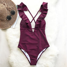 Load image into Gallery viewer, Ruffle V-neck Beach Wear