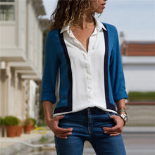 Load image into Gallery viewer, Long Sleeve Turn Down Collar Blouse