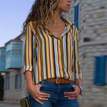 Load image into Gallery viewer, Long Sleeve Turn Down Collar Blouse