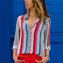 Load image into Gallery viewer, Long Sleeve Turn Down Collar Blouse