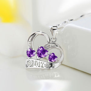 Heart-Shaped Amethyst Necklace/Pendant