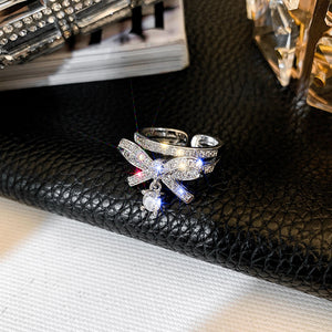 Fashion Mini Bow Crystal Ring