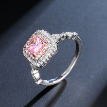 Load image into Gallery viewer, Pink Square Crystal Silver Ring