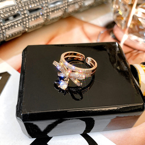 Fashion Mini Bow Crystal Ring