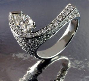 Unique Tear Drop Crystal Ring