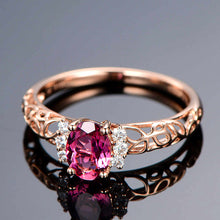 Load image into Gallery viewer, Rose Red Oval Gemstone Ring