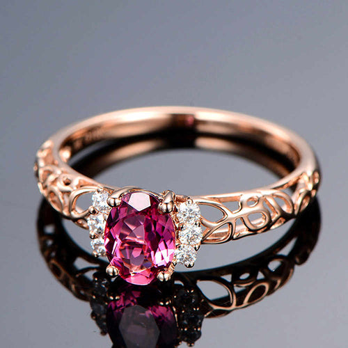 Rose Red Oval Gemstone Ring