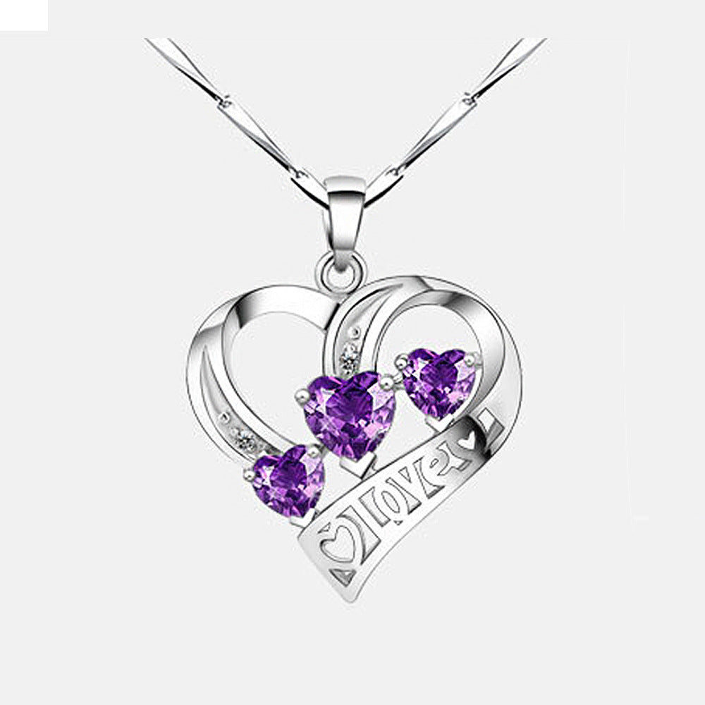Heart-Shaped Amethyst Necklace/Pendant