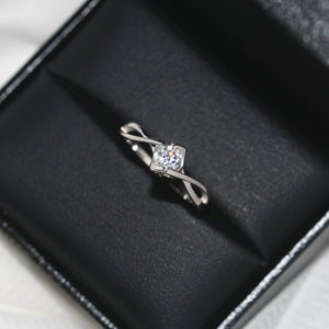Silver Hollow Heart Crystal Ring