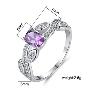 Purple Zircon Leaf-Shaped Ring