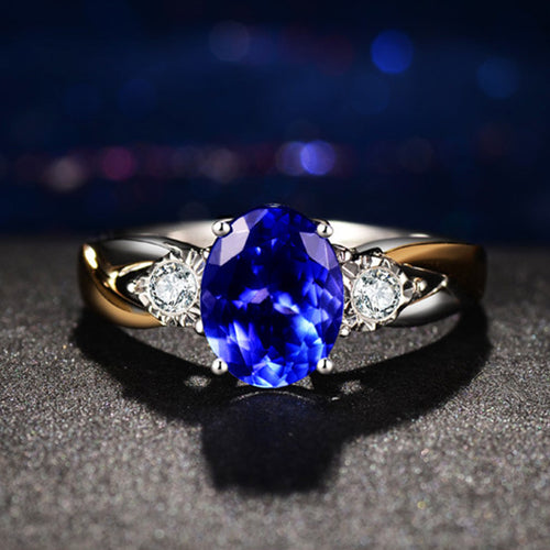 Adjustable Blue Crystal Zircon Ring