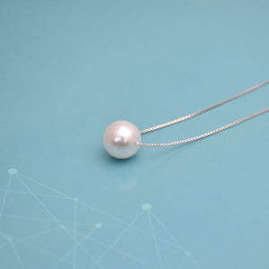 Silver Box Chain Pearl Necklace