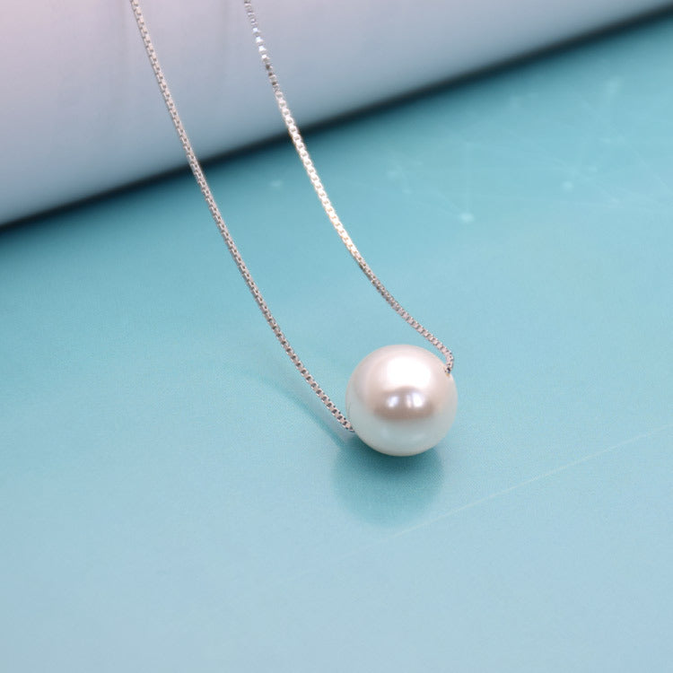 Silver Box Chain Pearl Necklace