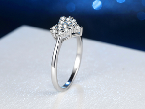 Silver Heart Shaped CZ Ring