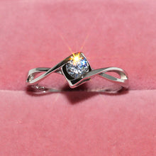 Load image into Gallery viewer, Silver Hollow Heart Crystal Ring