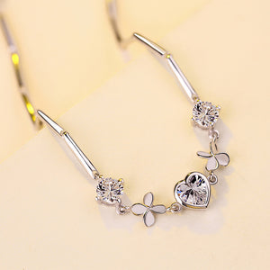Heart-shaped Clover Silver Bracelet