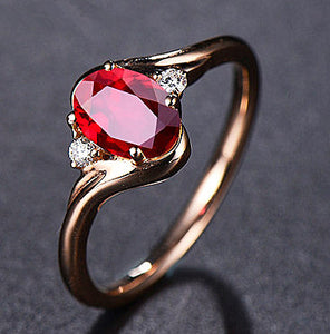Adjustable Red Crystal Diamond Ring