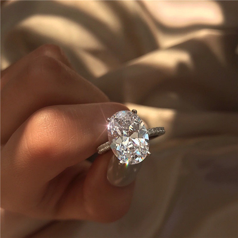 Large Oval Crystal Zircon Ring