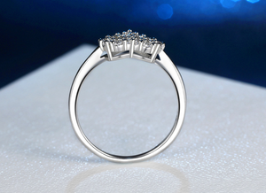 Silver Heart Shaped CZ Ring