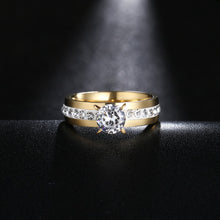 Load image into Gallery viewer, Classic Stainless Steel 4 Prong CZ Ring
