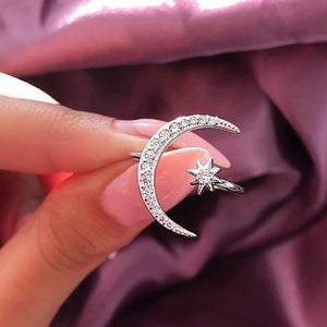 Crystal Star Moon Ring
