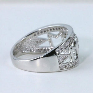Silver Heart Rhinestone Ring