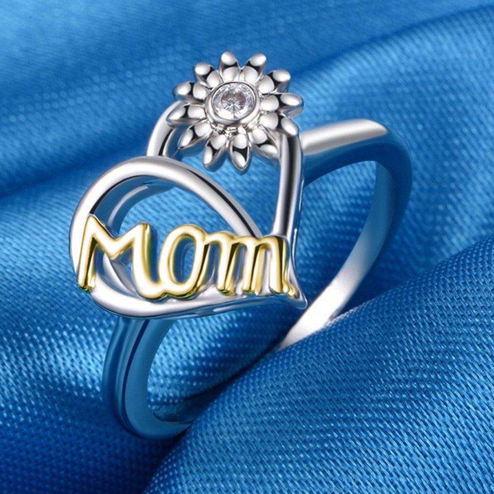 Love Mom Sunflower Ring