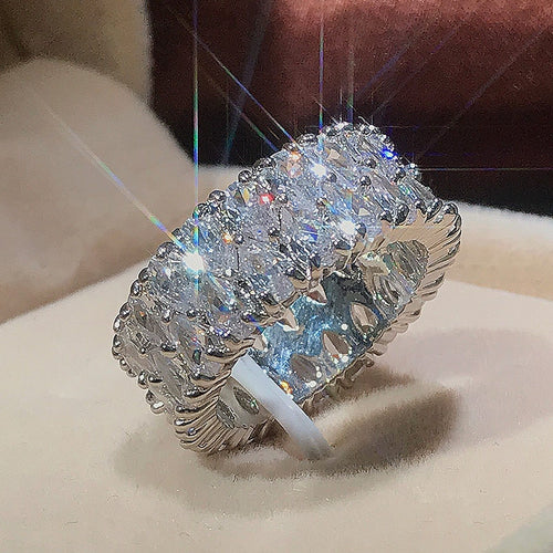 Elegant Sterling Silver Zircon Stone Ring