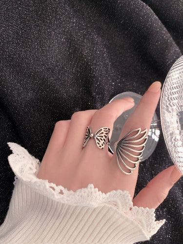 Stainless Steel Butterfly Wing Adjustable Ring