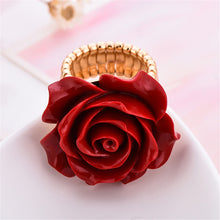 Load image into Gallery viewer, Red Rose Flower Adjustable Ring