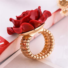 Load image into Gallery viewer, Red Rose Flower Adjustable Ring