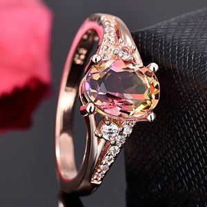 Rose Gold Pink Crystal Ring