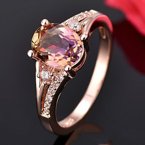 Rose Gold Pink Crystal Ring