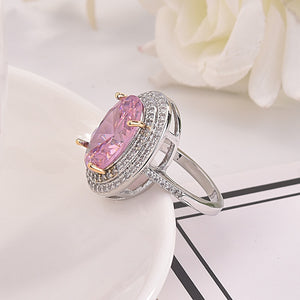 Luxury Pink Oval Zircon Ring